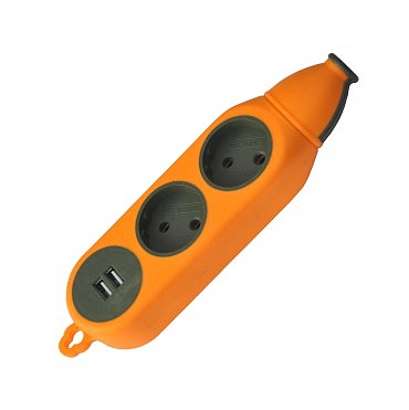 Колодка 2-а без з/к будівельна, помаранчева, ударостійка одностороння каучукова з USB (160 шт/ящ) (00000113255)