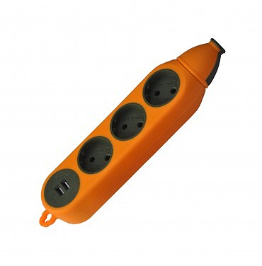Колодка 3-а без з/к будівельна, помаранчева, ударостійка одностороння каучукова з USB (160 шт/ящ) (00000113254)