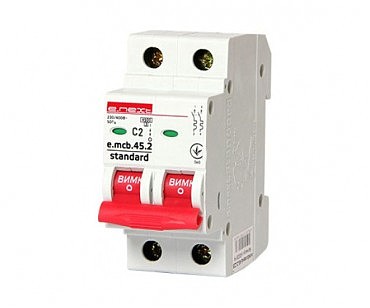 Модульний автоматичний вимикач e.mcb.stand.45.2.C2, 2р, 2А, C, 4,5 кА (00000107941)